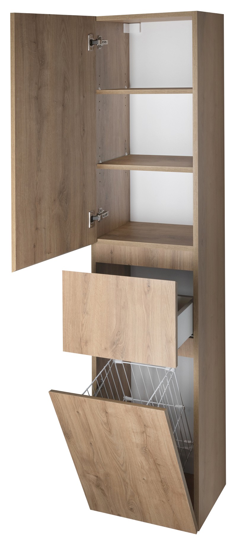 ALTAIR vysoká skříňka s košem 40x184x31cm, levá, dub emporio AI485L